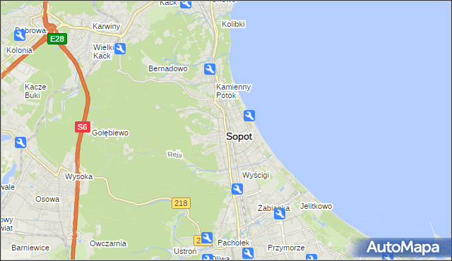 mapa Sopotu, Sopot na mapie Targeo