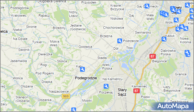 mapa Stadła, Stadła na mapie Targeo
