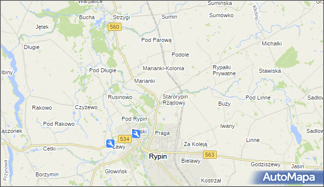 mapa Starorypin Rządowy, Starorypin Rządowy na mapie Targeo