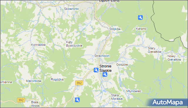 mapa Strachocin gmina Stronie Śląskie, Strachocin gmina Stronie Śląskie na mapie Targeo