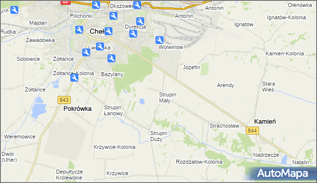 mapa Strupin Mały, Strupin Mały na mapie Targeo