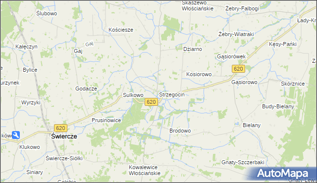 mapa Strzegocin gmina Świercze, Strzegocin gmina Świercze na mapie Targeo