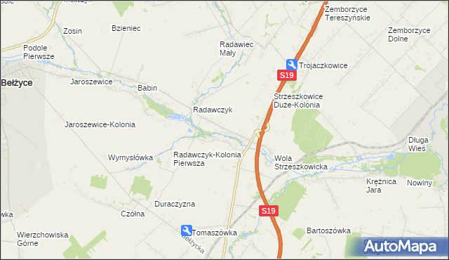 mapa Strzeszkowice Małe, Strzeszkowice Małe na mapie Targeo