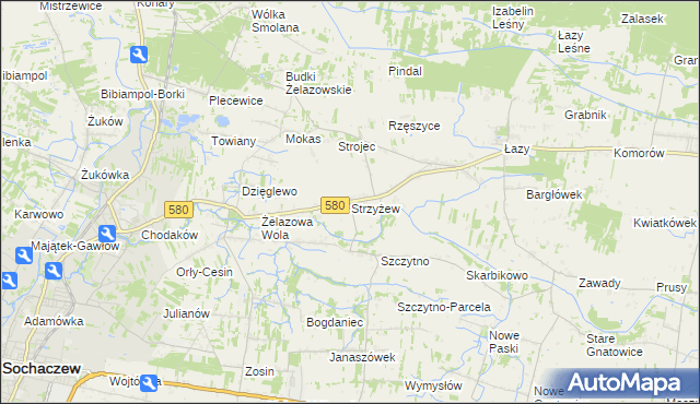 mapa Strzyżew gmina Kampinos, Strzyżew gmina Kampinos na mapie Targeo