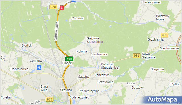 mapa Studzienice gmina Pszczyna, Studzienice gmina Pszczyna na mapie Targeo