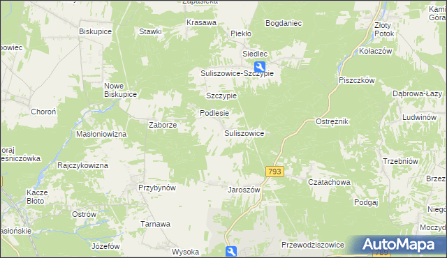 mapa Suliszowice, Suliszowice na mapie Targeo