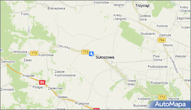 mapa Sułoszowa, Sułoszowa na mapie Targeo