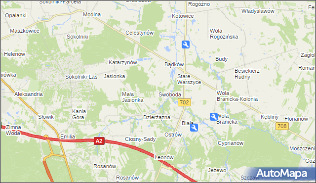 mapa Swoboda gmina Zgierz, Swoboda gmina Zgierz na mapie Targeo