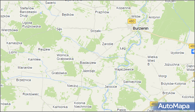 mapa Szczawno gmina Burzenin, Szczawno gmina Burzenin na mapie Targeo