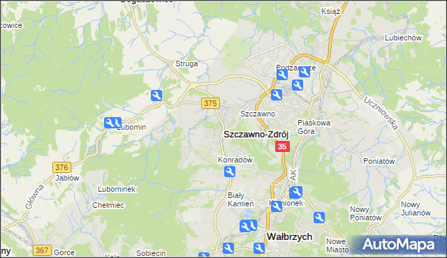 mapa Szczawno-Zdrój, Szczawno-Zdrój na mapie Targeo