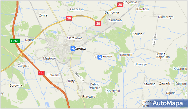 mapa Szymanowo gmina Rawicz, Szymanowo gmina Rawicz na mapie Targeo