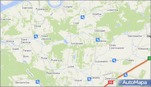 mapa Teodorów gmina Dąbrówka, Teodorów gmina Dąbrówka na mapie Targeo