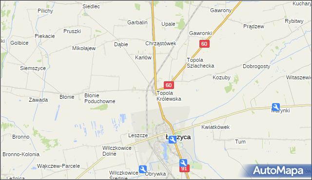 mapa Topola Królewska, Topola Królewska na mapie Targeo