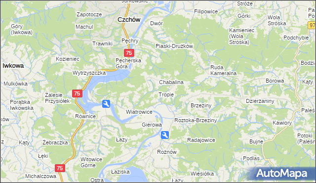 mapa Tropie gmina Gródek nad Dunajcem, Tropie gmina Gródek nad Dunajcem na mapie Targeo