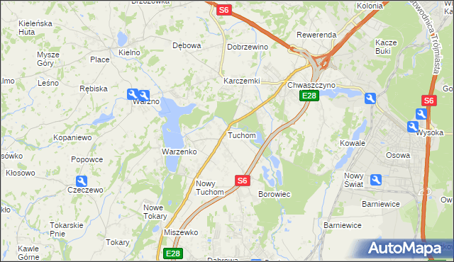 mapa Tuchom, Tuchom na mapie Targeo