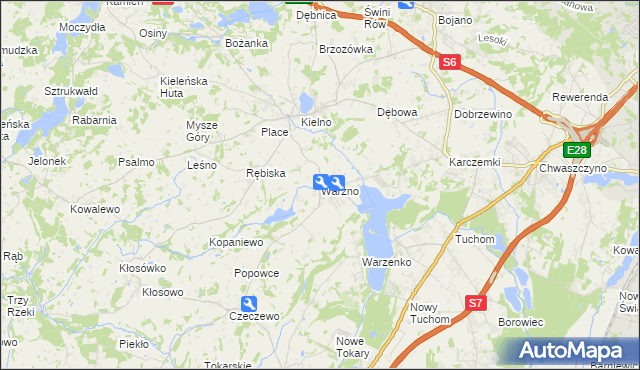 mapa Warzno, Warzno na mapie Targeo