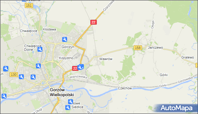 mapa Wawrów, Wawrów na mapie Targeo