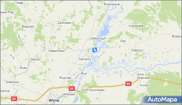 mapa Wierciszewo gmina Wizna, Wierciszewo gmina Wizna na mapie Targeo