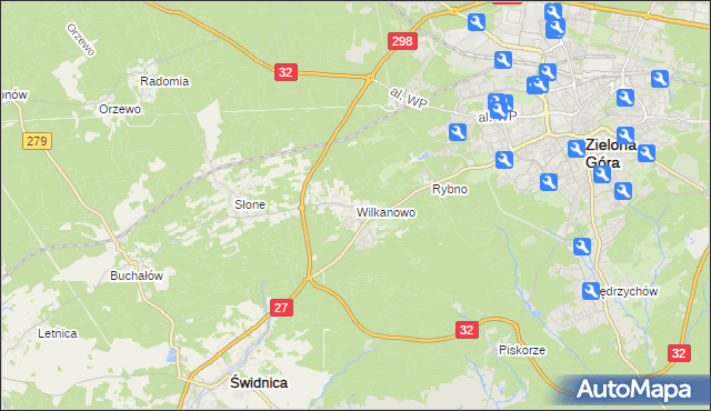 mapa Wilkanowo gmina Świdnica, Wilkanowo gmina Świdnica na mapie Targeo