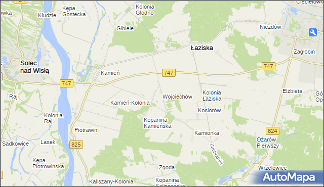 mapa Wojciechów gmina Łaziska, Wojciechów gmina Łaziska na mapie Targeo