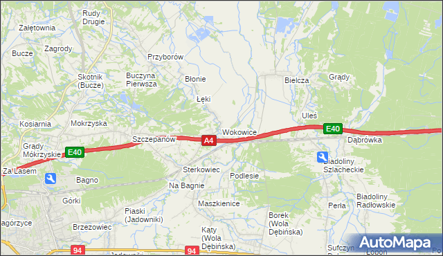 mapa Wokowice, Wokowice na mapie Targeo