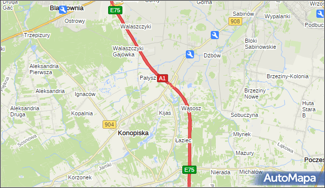 mapa Wygoda gmina Konopiska, Wygoda gmina Konopiska na mapie Targeo