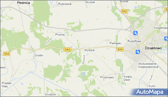 mapa Wysoka gmina Działdowo, Wysoka gmina Działdowo na mapie Targeo