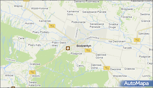 mapa Bodzentyn, Bodzentyn na mapie Targeo