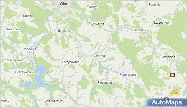 mapa Czernica gmina Jeżów Sudecki, Czernica gmina Jeżów Sudecki na mapie Targeo