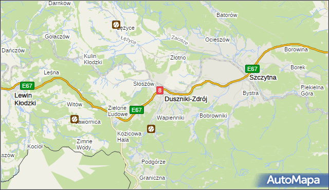 mapa Duszniki-Zdrój, Duszniki-Zdrój na mapie Targeo