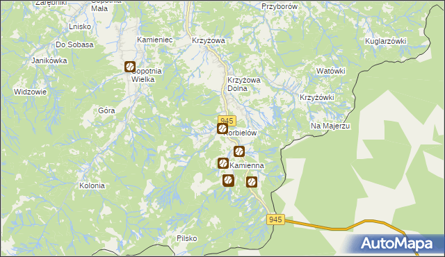 mapa Korbielów, Korbielów na mapie Targeo