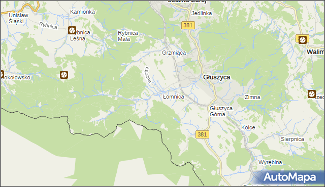 mapa Łomnica gmina Głuszyca, Łomnica gmina Głuszyca na mapie Targeo
