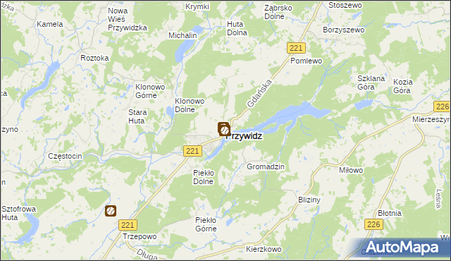 mapa Przywidz powiat gdański, Przywidz powiat gdański na mapie Targeo