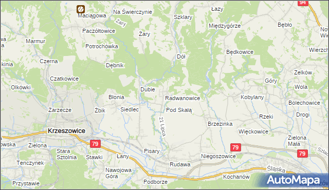 mapa Radwanowice, Radwanowice na mapie Targeo