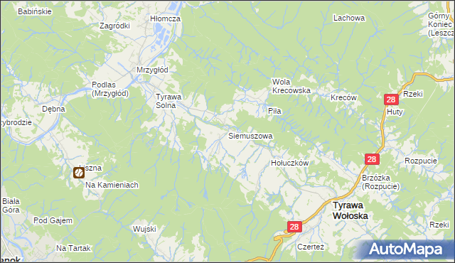 mapa Siemuszowa, Siemuszowa na mapie Targeo