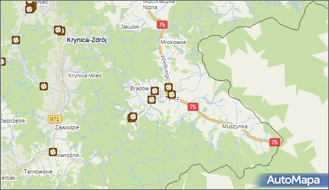 mapa Tylicz, Tylicz na mapie Targeo