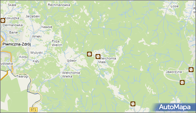 mapa Wierchomla Mała, Wierchomla Mała na mapie Targeo