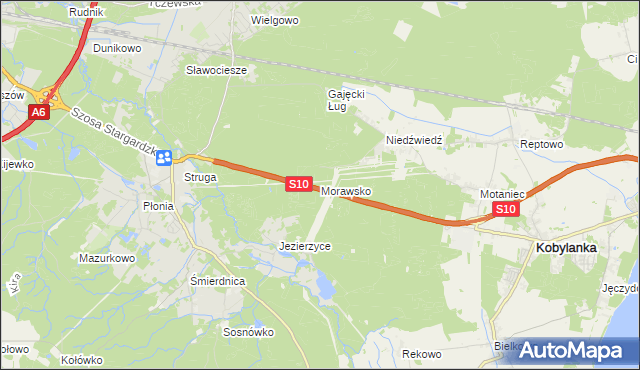 mapa Morawsko gmina Kobylanka, Morawsko gmina Kobylanka na mapie Targeo