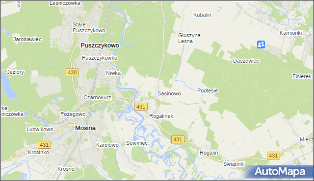 mapa Sasinowo, Sasinowo na mapie Targeo