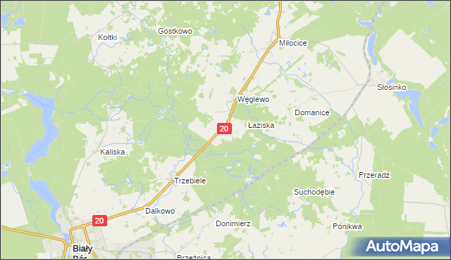 mapa Łąkoć gmina Miastko, Łąkoć gmina Miastko na mapie Targeo