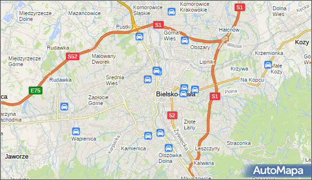mapa Bielsko-Białej, Bielsko-Biała na mapie Targeo