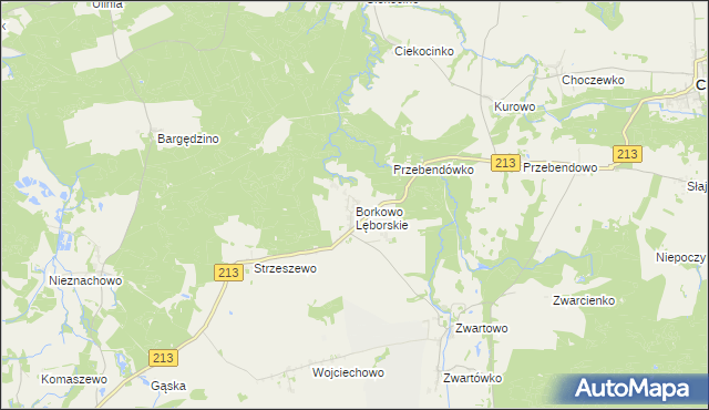 mapa Borkowo Lęborskie, Borkowo Lęborskie na mapie Targeo