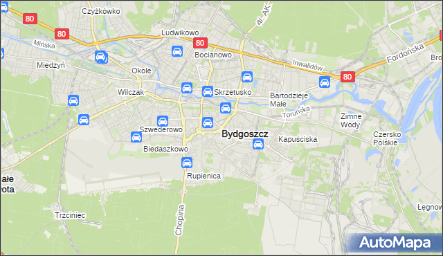 mapa Bydgoszczy, Bydgoszcz na mapie Targeo