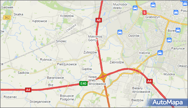 mapa Cesarzowice gmina Kąty Wrocławskie, Cesarzowice gmina Kąty Wrocławskie na mapie Targeo