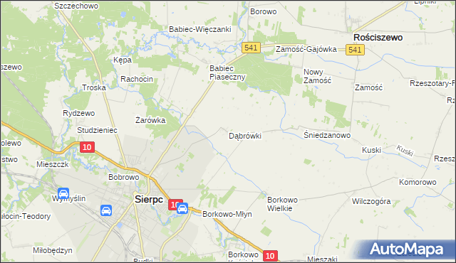 mapa Dąbrówki gmina Sierpc, Dąbrówki gmina Sierpc na mapie Targeo