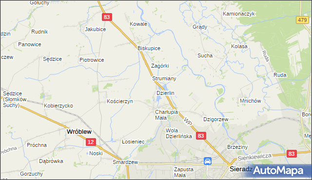 mapa Dzierlin, Dzierlin na mapie Targeo