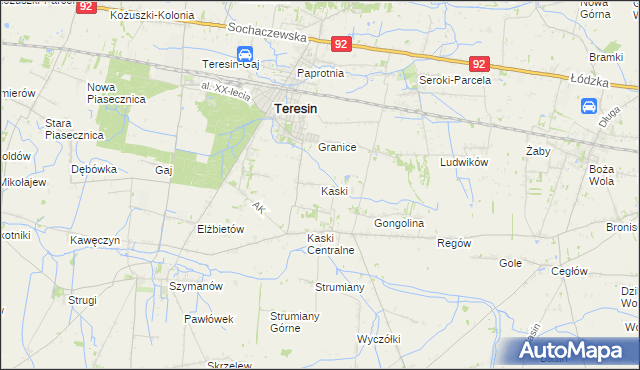 mapa Kaski gmina Baranów, Kaski gmina Baranów na mapie Targeo