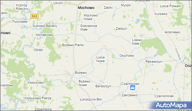 mapa Lisice Nowe, Lisice Nowe na mapie Targeo