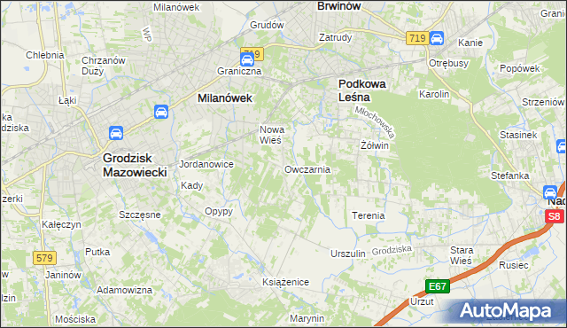 mapa Owczarnia gmina Brwinów, Owczarnia gmina Brwinów na mapie Targeo