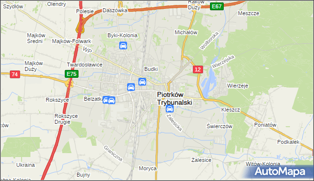 mapa Piotrków Trybunalski, Piotrków Trybunalski na mapie Targeo